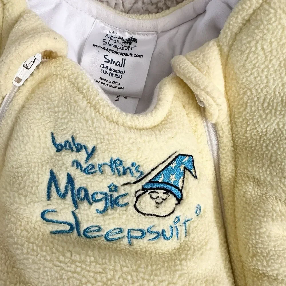 Baby Merlins Magic Sleepsuit Yellow Fleece Wearable Blanket Baby Wear Size Small